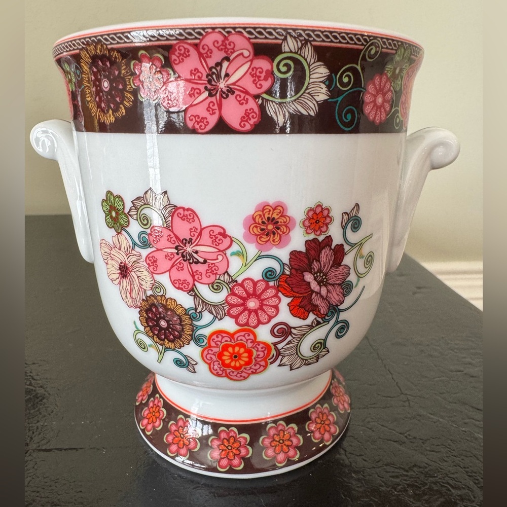 Vera Bradley Mod Floral Pink Andrea by Sadek Cache Pot/ Planter